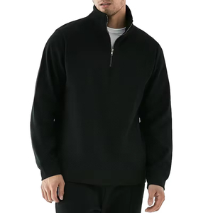 Nouveau design pour hommes brodé Logo personnalisé bleu hiver polaire 1/4 fermeture éclair épaule tombante manches longues 100% coton teint uni - Product Image 2