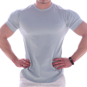 Venta al por mayor peso pesado hombres ajustados músculo cuello camisetas 100% algodón OEM logotipo personalizado Flexible poliéster Spandex sólido Atlético - Product Image 2