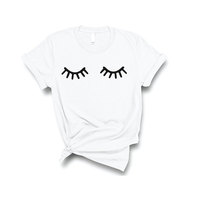 Vente en gros de t-shirt en coton avec étiquette personnalisée pour cils, Logo imprimé pour femmes