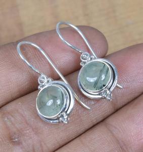 Prehnite Gemstone 925 Solid Sterling Silver Drop Earrings Gold Plated 925 Silver <b>Jewellery</b> for Women Girls for Party Occasions - Product Image 5