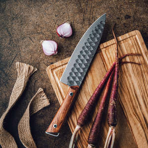 มีดแคมป์ปิ้งเหล็กดามัสกัส ด้ามไม้ คุณภาพอุตสาหกรรม ปลายแหลม คมสำหรับหั่นเนื้อบริสเก็ตและขนมปัง - Product Image 4