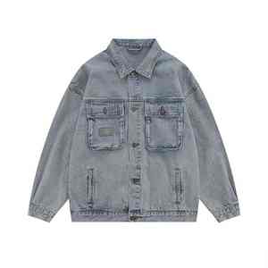 Veste en jean décontractée personnalisée pour hommes grandes tailles, style camionneur, 100% coton, vente en gros usine - Product Image 4