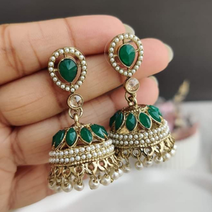 Handcrafted Flower <b>Earrings</b> For Women Gold Plated Ethnic Style Jhumka Jhumki <b>Earrings</b> Indian Jewelry for Wedding Party & Gifts - Product Image 2
