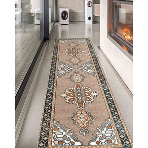 Tapis imprimé à motifs ethniques marron pour la décoration de la maison, tapis fin non tissé - Product Image 3