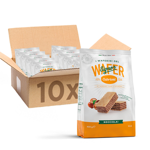 Vente en gros de gaufrettes italiennes de la marque Cabrioni Signor, gaufrettes croustillantes fourrées à la crème de noisettes, petite taille, 10 pièces x 400 g - Product Image 1