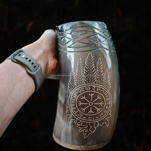 Taza de cuerno de Búfalo con logotipo personalizado de la mejor calidad, taza de café aislada de acero inoxidable artesanal Natural, tazas de viaje - Product Image 3