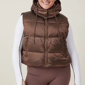 Oem Custom Outdoor Sleeveless Pocketable Women's Lightweight Woman Winter Down Vest Puffer Bubble Vest For Women