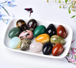 20x30mm cristal naturel Agate pierre précieuse petit œuf coloré oeuf de pâques pierre de guérison Massage visage pour cadeau - Product Image 3