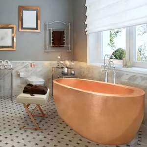 Bañera de cobre moderna, zapatilla doble independiente con pulido de níquel, precio al por mayor para villas de lujo, estilo indio - Product Image 1