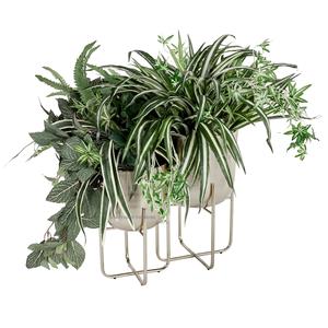 Jardinière de fleurs en métal faite à la main de forme ovale avec support fini argent pour décor intérieur et extérieur Pot de fleur et jardinières - Product Image 6
