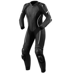Traje de moto de cuero para mujer con diseño precurvado y protección CE - Product Image 1