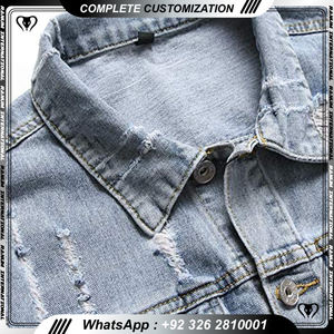 Chaqueta de Mezclilla con Cuello Alto para Hombre, Estilo Casual, Venta al Por Mayor OEM, Chaqueta de Jeans de Algodón Personalizada de Alta Calidad - Product Image 3