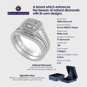 Anillo de diamantes de oro blanco de 14 quilates Accesorio de fiesta de compromiso o aniversario de moda con embalaje de regalo incluido - Product Image 3