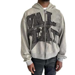 Chenille Patch Hoodies Puff Print Hoodie Oem Plain Oversize 3D foam printing panel hoodie - Product Image 5