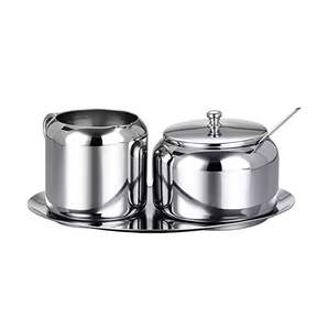 Conception Simple Vente Chaude Arrivée En Acier Inoxydable Sucre Crémier Pot Luxueux Sain Ustensiles De Cuisine En Acier Inoxydable Forme Ronde - Product Image 5