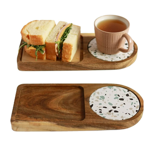 Assiette de service en bois écologique Plateau de service décoratif | Plateau de service en bois ou à vendre - Product Image 6