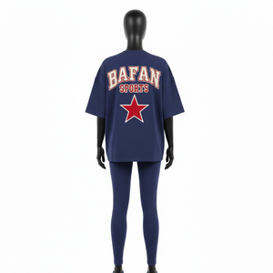 เสื้อยืดคอตตอนพรีเมียม 300GSM ชุดเลกกิ้ง 260GSM แผ่น PVC สะท้อนแสงสีรุ้ง ชุดออกกำลังกายพร้อมโลโก้สั่งทำ - Product Image 2