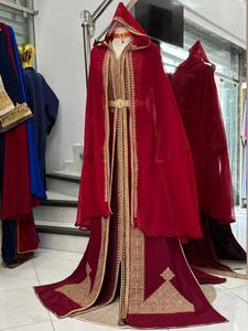 Caftán Tradicional Marroquí, Takchita Vintage de Manga Larga, Caftán Musulmán de Organza Bordado, Caftán Largo Hasta el Suelo, Formal y Modesto para Bodas - Product Image 4