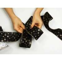 Cinta de Lino Sintético con Diseño Floral de Estrellas, Cinta de Poliéster para Decoraciones de Navidad, Cumpleaños, Halloween y Bodas, Lazos - Product Image 2