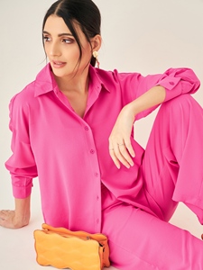 Conjunto de camisa y pantalón con botones frontales con cuello elegante para mujer para un estilo sin esfuerzo adecuado para clientes y revendedores de tiendas - Product Image 6