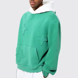 Custom Logo Streetwear Heavy <b>Weight</b> French Terry 3d Printing Patchwork <b>Blank</b> Vintage Pullover Men's Hoodies - Product Image 1