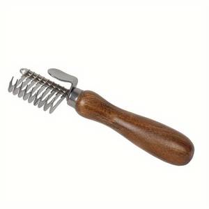 Peine de rastrillo de doble cara para mascotas, peine de acero inoxidable con mango de madera, 1 unidad - Product Image 1