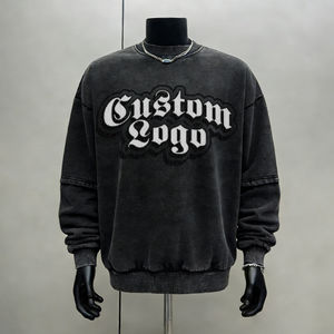 เสื้อพูลโอเวอร์คอกลมโอเวอร์ไซส์ผ้าฟลีซฟอกสีแบบแอซิดวอชสำหรับผู้ชาย OEM ผลิตตามสั่ง น้ำหนัก 360 กรัม ผ้าฝ้ายหวีอย่างดี ป้องกันรอยยับ ป้องกันการเป็นขุย สำหรับฤดูใบไม้ร่วง - Product Image 1