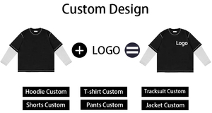 Custom High Quality Cotton Long Sleeve Mens O Neck <b>Patchwork</b> Drop Shoulder Rhinestone Double Layer Long Sleeve Cotton T- <b>Shirt</b> - Product Image 6