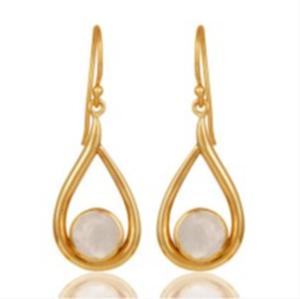 Pendientes de plata de ley 925 con piedra lunar de arcoíris, novedad - Product Image 1