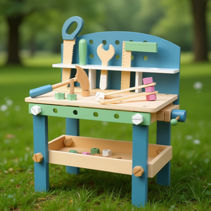 Petit banc de travail compact nordique pour outils et jouets, idéal pour les espaces de travail restreints - Product Image 3
