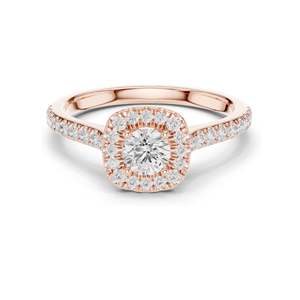 0.82 CT Round Halo Lab Diamond <b>Ring</b> for Women VVS-VS EF Clarity 18KT, 14KT, 10KT Gold & 925 Silver Rose, Yellow, White - Product Image 3