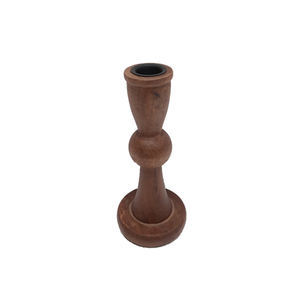 Bougeoir conique en bois de conception fantaisie marron fini pour la maison mariage noël éclairage de table décor à la main en vrac - Product Image 4