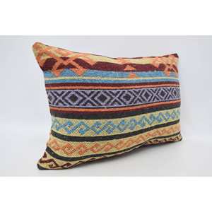 Oreiller en laine jaune traditionnel 16x24 pouces motif de feuilles vintage géométriques Accent tissé de luxe pour canapé Style de Noël - Product Image 3