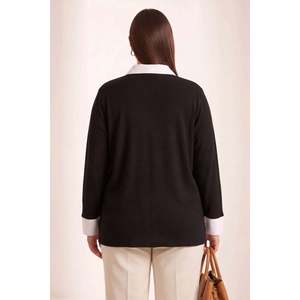 Chemise à col garni grande taille, blanche, noire - Product Image 4