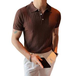 Streetwear décontracté uni de qualité supérieure logo personnalisé polos modernes pour hommes polo respirant tricoté chemise de haute qualité OEM - Product Image 1