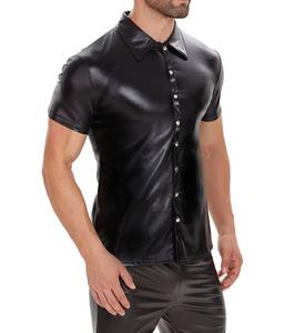 Nouvelles Chemises Homme à Manches Courtes Personnalisées en Cuir Véritable Léger de Qualité Supérieure – Vente en Gros de Chemises en Cuir Respirantes - Product Image 4