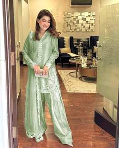 Ensemble haut-bas et dupatta brodé pour femme, motif uni, décoration vintage, longueur genou, écologique, personnalisé - Product Image 5