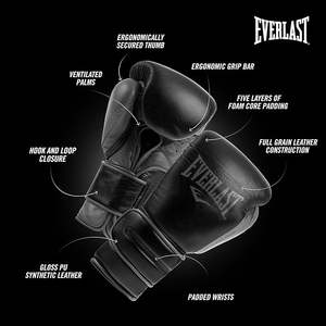 12oz <b>Black</b> Boxing <b>Gloves</b> for Adults - Professional <b>Lace</b> up Design With Custom Logo - Genuine Leather Material - Product Image 4