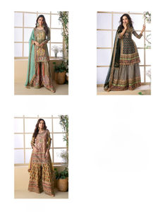 Heavy Embroidered Pakistani Style Butterfly Silk Adult Sharara Suit Hand Aari & <b>Gota</b> Patti Work Party Wear Traditional Style - Product Image 5