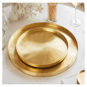 Plateau en laiton le plus tendance avec poignées royales, plateau de service de luxe de qualité platine poli miroir pour la vaisselle de mariage - Product Image 5