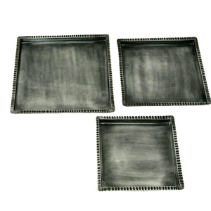 ถาดเก็บของโลหะสีดำทรงสี่เหลี่ยม,ถาดใส่ชาโต๊ะเครื่องสำอางแต่งหน้าเครื่องประดับสำหรับตกแต่งบ้าน - Product Image 1