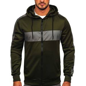 Sudadera con capucha con cremallera completa de forro polar color gris verde talla hombre nueva deportiva estilo personalizado - Product Image 1