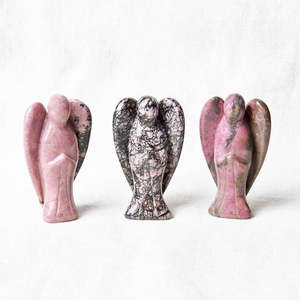 Factory Wholesale Supplier Natural Stone <b>Crystals</b> Healing Stones Gemstone Agate Rhodonite Bulk Handmade Carved <b>Angel</b> for Sale - Product Image 1