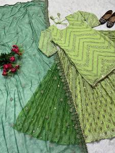 Diseñador Lehenga en estilo elegante completamente cosido vestido de fiesta bordado secuencia trabajo Top falda Dupatta hermoso Color - Product Image 5