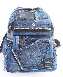 Sac à dos en jean vintage de haute qualité pour femmes accessoire de mode écologique Style décontracté fait à la main ventes en gros - Product Image 2