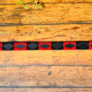 Ceinture en cuir de polo pour jeunes à fil brillant rouge et noir avec cuir de buffle d'eau 35MM de largeur unisexe - Product Image 3