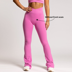 Custom Quick Dry Women's Yoga Leggings Wide Leg Active Wear Butt Lifting Sculpting Elastic Waist Solid Pattern Tall Girl Size - Product Image 3