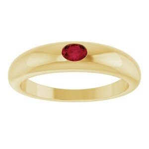 Stuller Petite <b>Dome</b> <b>Ring</b> 72173:601P 14KY Micron Gold & Vermeil Plated Geometric Pattern Oval Cut Diamond Rhodium Finish - Product Image 3