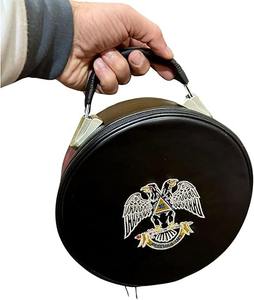 Étui pour casquette maçonnique de 32e degré, noir, sangle solide pour le transport à la main, livré avec 2 fermetures éclair. - Product Image 4