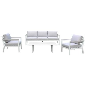Ensemble d'extérieur en aluminium IMPERIA 5 places blanc pour meubles de patio Amicasa - Product Image 1